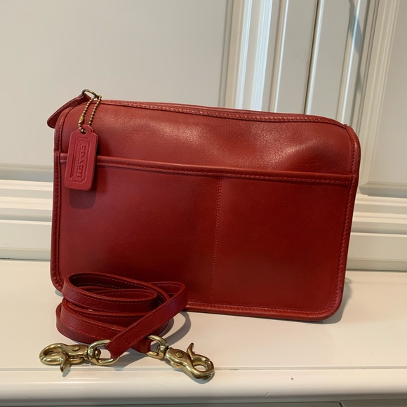Coach Handbags - Coach Companion Bag In Red Leather With Brass Hardware Style No 9300 USA